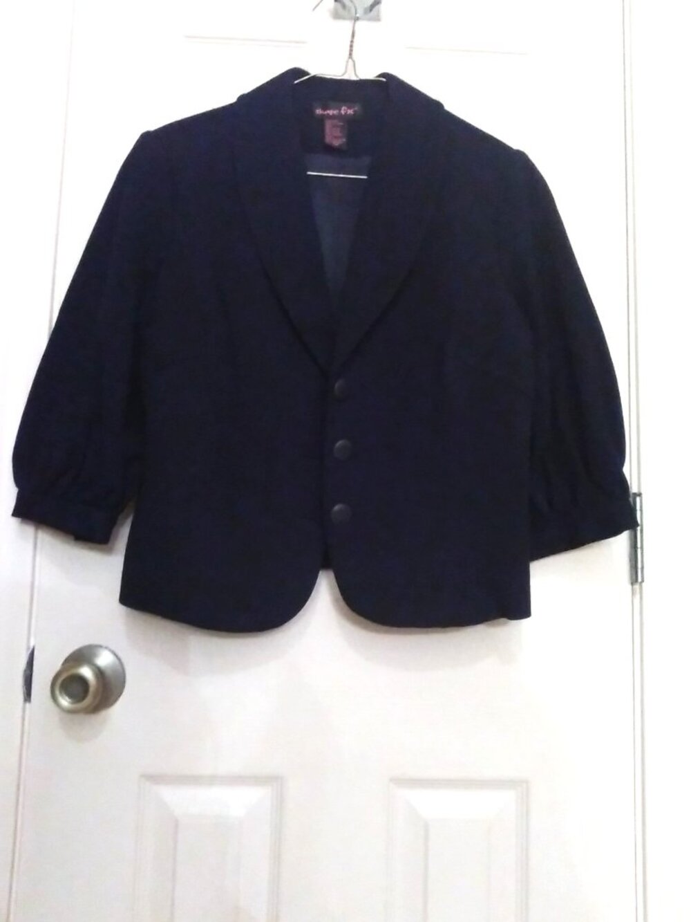 Vintage Petite Shape FX Black Rayon Nylon Lined Blazer